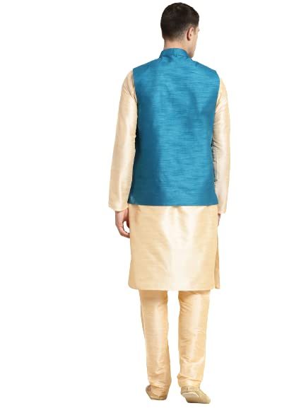 Image of SOJANYA (Since 1958, Men's Silk Blend Grey Kurta Pyjama & Silk Blend Jacket Combo