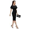 JASAMBAC Business Dresses for Women for Work Office Bodycon Pencil Dress Knee Length Black
