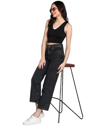 Image of Glossia Denim Baggy Jeans for Women | Stretchable High Waist Straight Fit Jeans for Women | High Rise Stretch Denim | Loose Fit Plus Size Denim (Sizes - 24 to 44) WJ11-1205-$