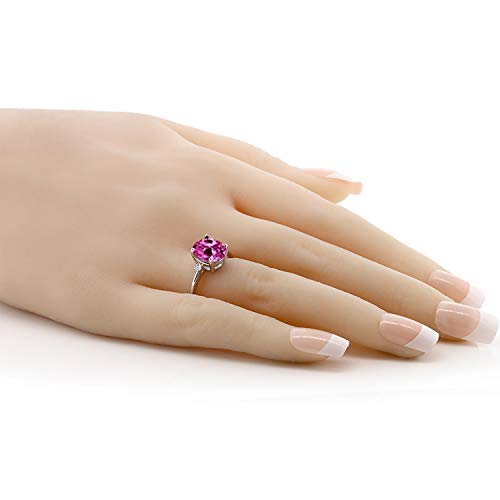 3-Stone Ring for Women | Gemstone Birthstone and White Topaz Accent | 925 Sterling Silver | 10X8MM Oval with 1.5MM Accents | Fine Jewelry for Engagement Wedding Anniversary Promise | Sizes 5-93