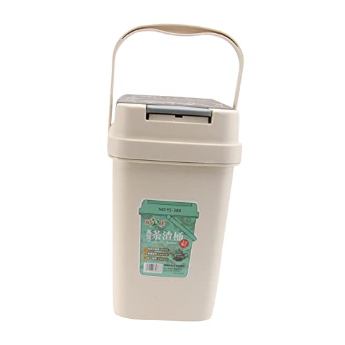 STOBAZA Tea Bucket Trash can Plastic Garbage can Home Garbage Container Garbage Recycling Container Coffee containers flip Compost bin Office Garbage cans Wastebasket Pedal Round Clamshell