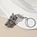 Cute Cat Keychain Fluffy Gray Kitten Animal Resin Key Chain Ring Purse Bag Backpack Charm Earbud Case Cover Accessories Pet Lovers Women Girls Gift (Grey)