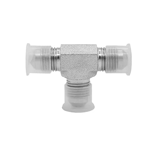 Image of (4-PACK) 2603-06-06-06 Hydraulic Adapter Fitting 3 /8 inch Male JIC 37(9 /16 inch-18UNF)x 3 /8 inch Male JIC 37(9 /16 inch-18UNF)x 3 /8 inch Male JIC 37(9 /16 inch-18UNF)Tube UnionTee Joiner Elbow /Corner Carbon Steel