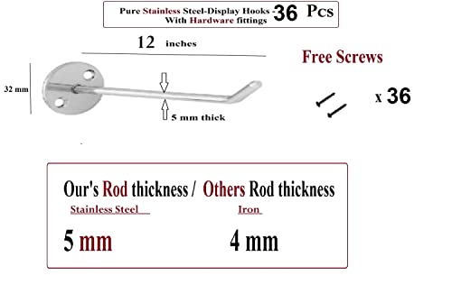 Q1 Beads 36 Pcs 12" Stainless Steel Wall Hooks - Image 3