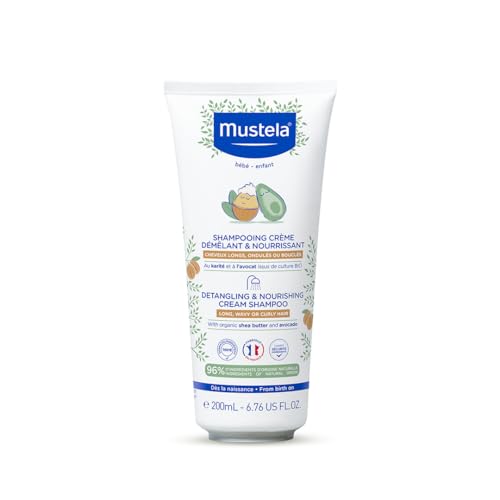 Image of Mustela Detangling & Nourishing Cream Shampoo for Babies - With Shea Butter & Avocado - For Curly & Frizzy Hair - Hypoallergenic & Dermatologist-Tested - 200ml