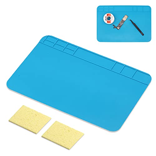 XPOOS Lötmatte Silikon,Reparaturmatte Hitzebeständige,Löten Repair Tool antistatisch,Isolierung Lötpad Für Lötpistolen Heißpistolen Kamera Elektronische Laptop Handy Reperatur Cover