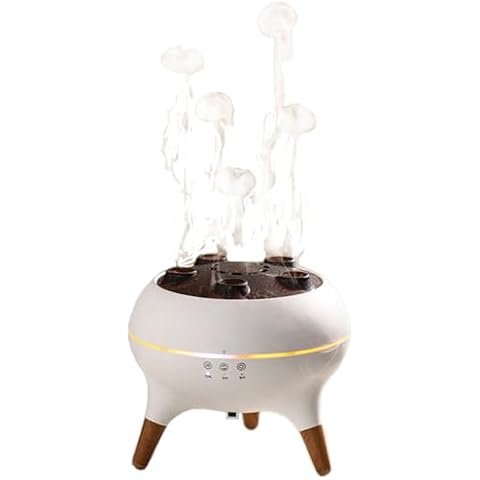 Essential Oil Diffusers 250ML,Cool Mist Humidifier Remote Control Ultrasonic Diffuser Flame Volcano with Jellyfish Shaped Spray for Bedroom, Living Room, Office, Spa and Yoga Room (White) Cover