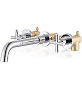 Wall Mount Bathroom Faucet, ARCORA Chrome Bathroom Sink Faucet 2 Handle Vanity Faucet Rough in Va...