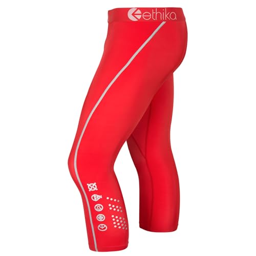 Mallas Subzero 3/4 para hombre con compresión elástica transpirable rojo neón