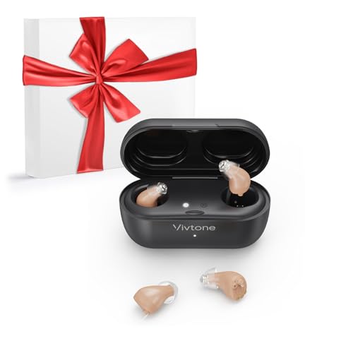 Vivtone Supermini Hearing Aids (Not Amplifiers), Rechargeable Digital Hearing Devices with 16-Channel Sound Processing for Superior Sound Quality, Over-The-Counter, Auto-On/Off, Pair