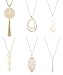Finrezio 6PCS Long Pendant Necklace Set Tassel Pendant Simple Bar Necklace Strands for Women