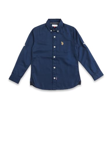 Image of U.S. Polo ASSN. Kids Half Sleeve Shirt for Boys - 100% Cotton, Chest Logo, Casual Boys Shirt