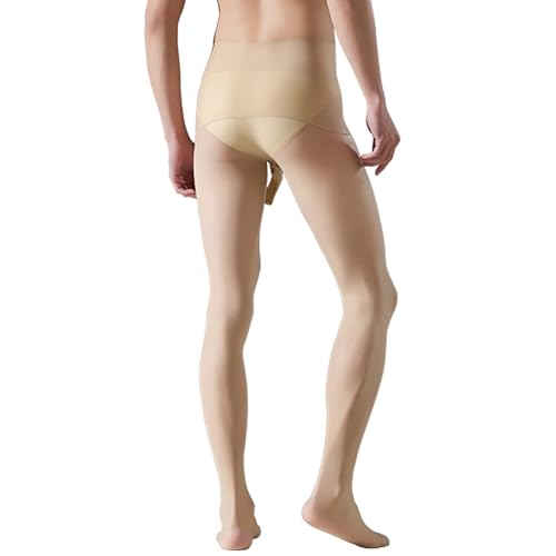 Men's Sexy High Waisted Seamless Pantyhose Shiny Glossy Stockings Nylon Sheer Tights with Sheath4