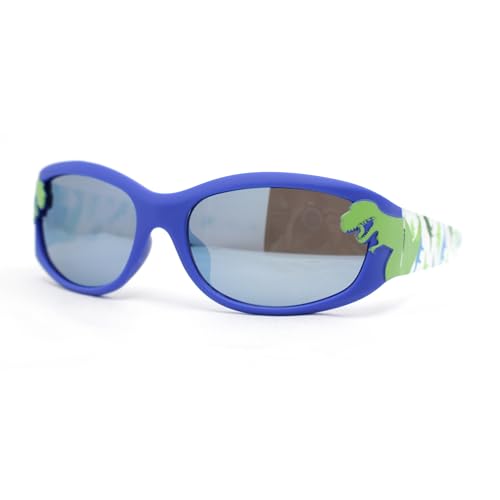 Boys Color Mirror T-Rex Dinosaur Print Arm Oval Sport Sunglasses