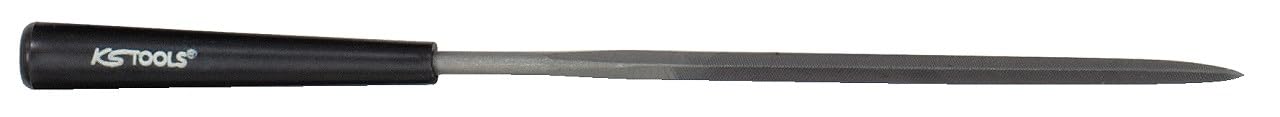 KS Tools Triangular Needle File, Extra Flat, Length: 90mm, with Plastic Handle