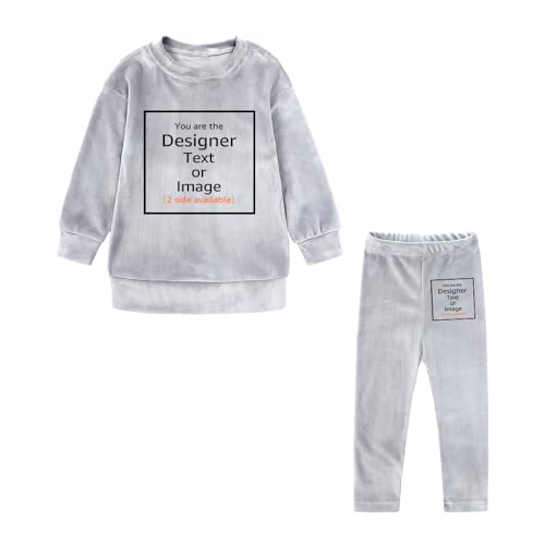 MYGBCPJS Girls Customize Velour Outfits Add Own Design Kids Personalized Long Sleeve Sweatshirt + Pants Sweatsuit Set