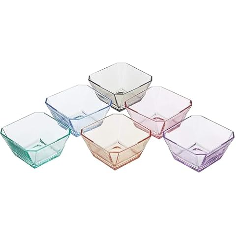 lav Colored Small Square Glass Bowls Set Cover