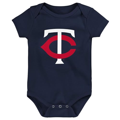 Image of Genuine Stuff MLB Newborn & Infants 0-24 Months Primary Logo Creeper Bodysuit Romper (Minnesota Twins, 3/6 Months)