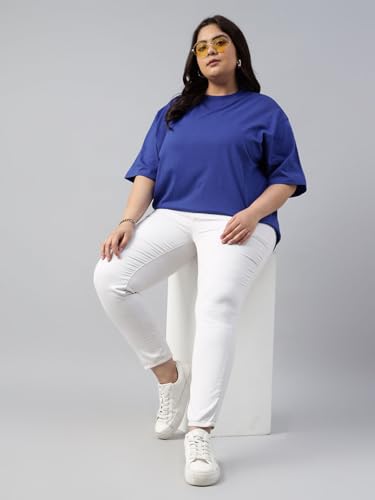Image of JUNEBERRY 100% Pure Cotton Oversized Baggy Fit Drop Shoulder Solid Core Plus Size T-Shirt Combo for Women (Pack of 2) (Sizes from: 2XL to 5XL)