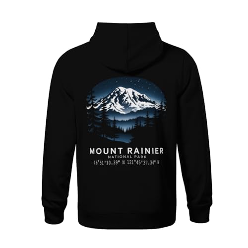 Kids Night Sky Mount Rainier National Park with GPS Location Boys Girls Lightweight Kangaroo Pocket Fleece Hoodies3