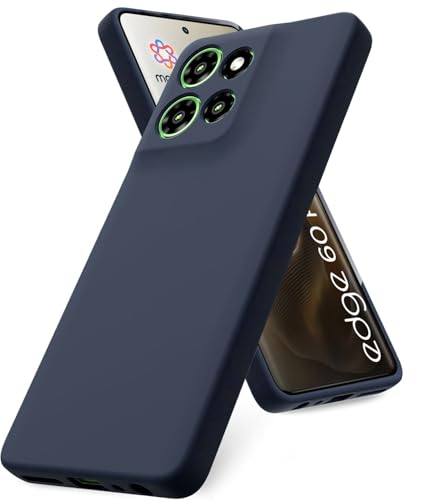 Image of DIZORO Microfiber Candy Case for Motorola Edge 60 Pro 5G Smooth Touch Cushion Liquid Soft Silicone Gel Rubber Phone Cases Non-Slip Full Body Protective Shockproof Back Cover - Navy