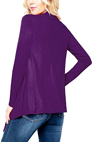 Image of Women's Drape Front Open Cardigan Long Sleeve (S-2X, Made in USA)