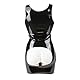Rubberfashion Latex Mini Kleid - Latexkleid kurz - Arm frei mit Trägern brustfrei - sexy Frauen Kleider für Damen schwarz 0.4mm XL