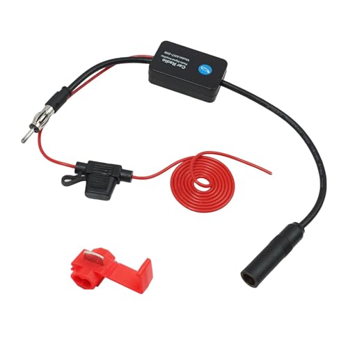 Autoradio Antennenverstärker Universell 12V Auto FM Antennenverstärker 25dB Hohe Verstärkung Geringes Rauschen mit Rote Karte und doppelseitiges Klebeband, für Auto FM Radio Antennen Autoradio Antennenverstärker Universell 12V Auto FM Antennenverstärker 25dB Hohe Verstärkung Geringes Rauschen mit Rote Karte und doppelseitiges Klebeband, für Auto FM Radio Antennen