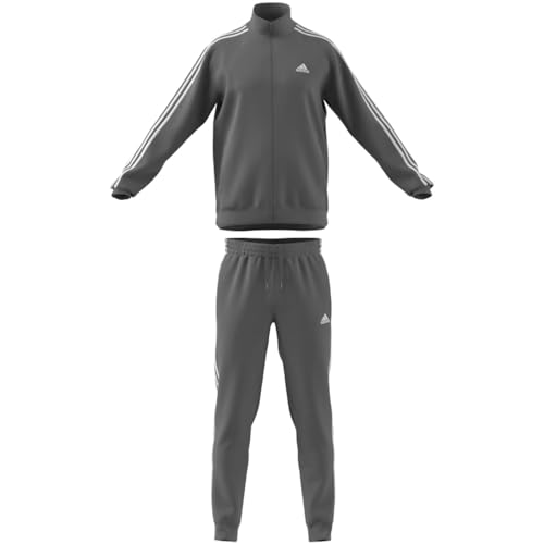 adidas Men's Basic 3-Stripes Tricot Track Suit, Grey, Medium