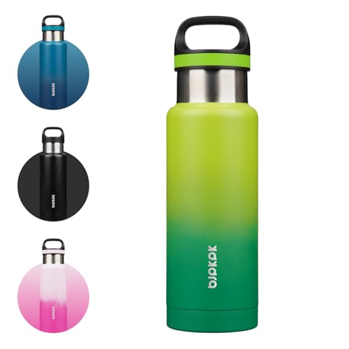 Image of BJPKPK Insulated Water Bottle 18OZ Stainless Steel Water Bottle with Handle Double Walls Vacuum Insulated BPA Free Flask, Bamboo Grove