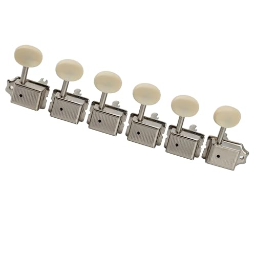 Guitar String Tuning Pegs Vintage 6 In Line Guitar Tuners Machine Heads Tuning Pegs Keys Set(White)
