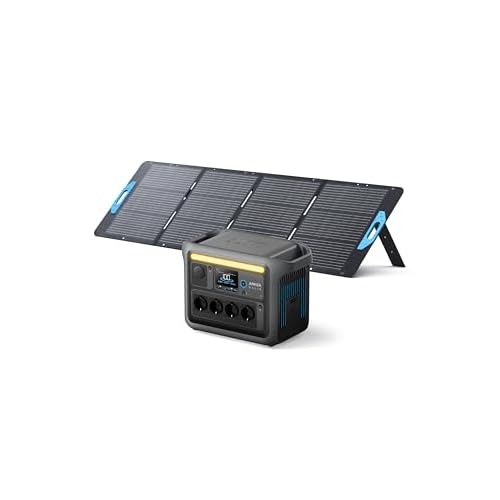 Anker SOLIX C1000 Set Tragbare Powerstation mit 200W Solarpanel, LiFePO4 Akku, 1800W Solargenerator, 4*230V Steckdosen mit max. 2400W Leistung, LFP Powerstation für Outdoor, Camping und Stro