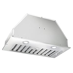 JOEAONZ Range Hood Insert 20 Inch, 600 CFM Built-in Kitchen Hood, Ducted/Ductless Convertible Vent Hood with Stainless Steel Baffle filters, GU10 LED Lights, 3 Speed Exhaust Fan, Push Button Control