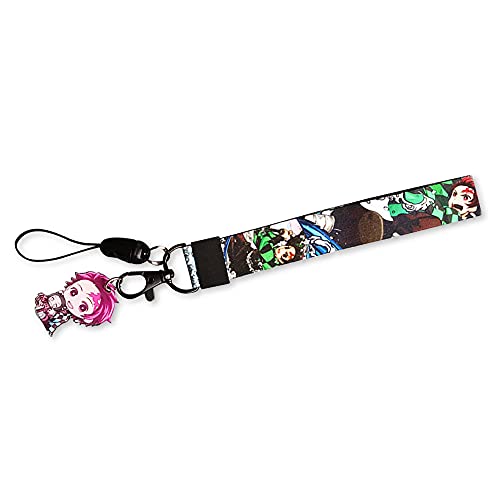 Wrist Lanyards,Kamado Tanjirou Wristlet Lanyards for Keys,Anime Hand Wrist Lanyards Key Chain Holder Wristlet lanyards for id badges for women