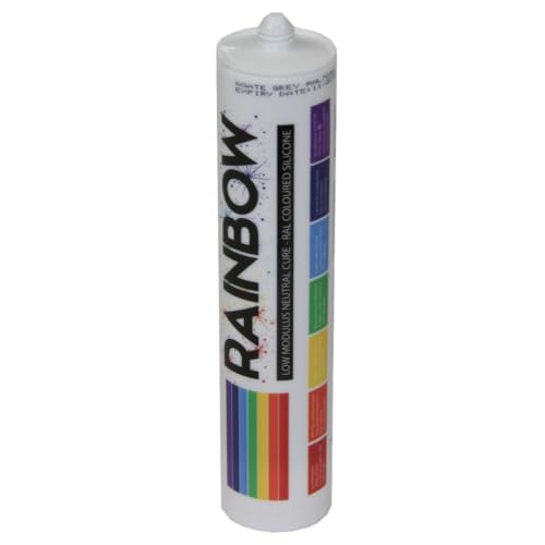 Rainbow RAL 7047 Coloured Silicone Sealant Telegrey 4 | 300ml | Durable & Anti-Mould | For Kitchen, Bathroom, Showers & Other Sanitary Areas | Nozzle Included