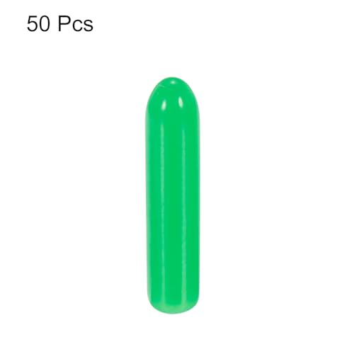 Image of MECCANIXITY 50pcs 1 /8 inch(3mm) Rubber End Caps Cover PVC Vinyl Screw Thread Protector Round Wire Shelf Caps for Screw Bolt Pipe Fence Post, Green
