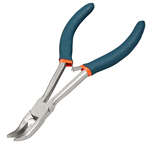 LEONTOOL Long Reach Bent Nose Pliers - 6 Inch Jewelry Making Pliers With Cutter & Split Ring Feature for Crafting & Repair Supplies