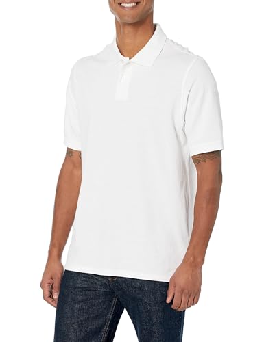 Amazon Essentials Men's Regular-Fit Cotton Pique Polo Shirt (Available in Big and Tall), White, XXL