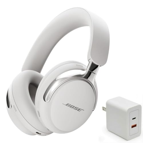 Bose QuietComfort Ultra Bluetooth Headphones (2nd Gen) Bundle with Fast Charger, Wireless Headphones with Spatial Audio, Over Ear Noise Cancelling with Mic, Up to 30 Hours of Play time, (White Smoke) - image 1