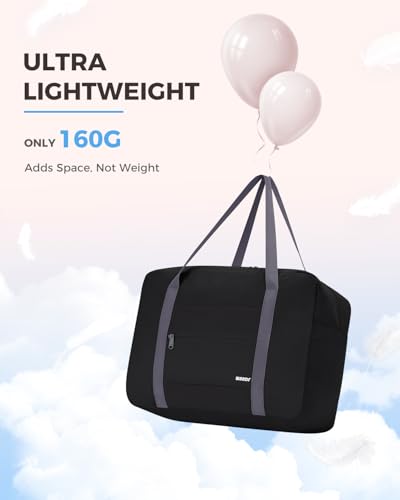 Ryanair Handgepäck 40x30x20, 40x20x25 Handgepäck Tasche für Flugzeug Reisetasche Klein Faltbare Sporttasche Weekender Koffer für Herren und Damen von WANDF(Schwarz 20L)