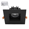 Maxxima 4 in. Ultra-Thin Recessed Anti-Glare LED Downlight Canless IC Rated 1050 Lumens 5 CCT 2700K/3000K/3500K/4000K/5000K, Dimmable Square Black Trim, 90 CRI, J-Box Included