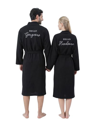 Image of Jecery 2 Pack His and Hers Robes Gifts for Couples Cotton Waffle Knit Matching Robes Party Anniversary Wedding Women Men