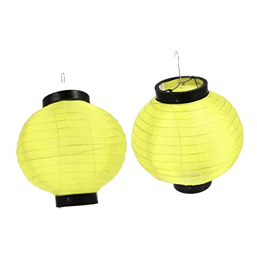 Phantasmia 2個入り 円形ランタン シーリングライトシェード ? 折りたたみ式 ハンドル付き 布と鉄製 吊り下げ可能 祭り イベント装飾用 (25X25X25CM,イエロー)