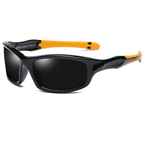 Duco Kids Sports Style Polarized Sunglasses Rubber Flexible Frame For Boys And Girls