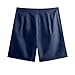 Men's Cotton Linen Shorts with Side Pockets & Button Pleated Placket 2026 Y2k Fashion Layered Wrap Front Summer Shorts Dark Blue