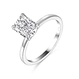 2CT Lab Grown Diamond Wedding Band, Radiant Cut Engagement Rings for Woman, D Color VVS1 18K White Yellow Gold Vermeil Promise Ring, Simulated Diamond Ring (18K White Gold-Vermeil,US 5)