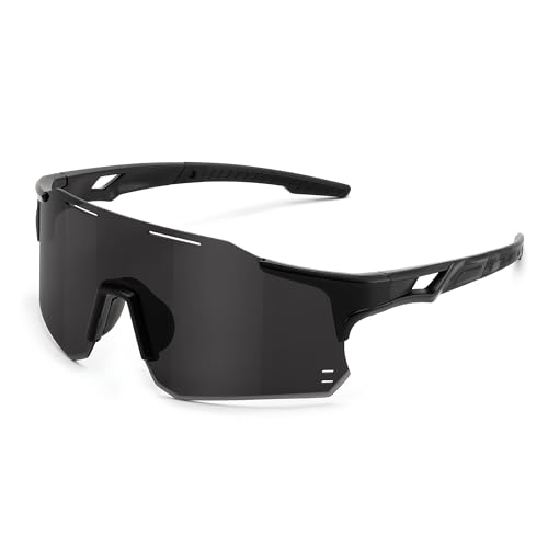 Image of Karsaer Unisex UV Protected Cycling Glasses Sports Sunglasses ,Youth Baseball Softball Running Sunglasses E1315, Black, 70 mm