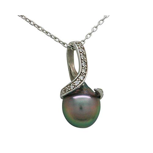 Pendentif Tourbillon Perle de Tahiti en argent massif rhodié élégant