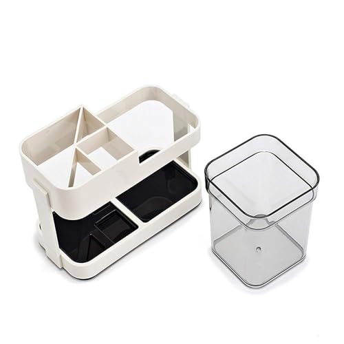 Image of Xmart India Plastic Bathroom Toothbrush and Toothpaste Holder Stand | Bathroom Organizer | Multipurpose Toothbrush Organizer |Bathroom Organiser Without Drill(1 Pc)