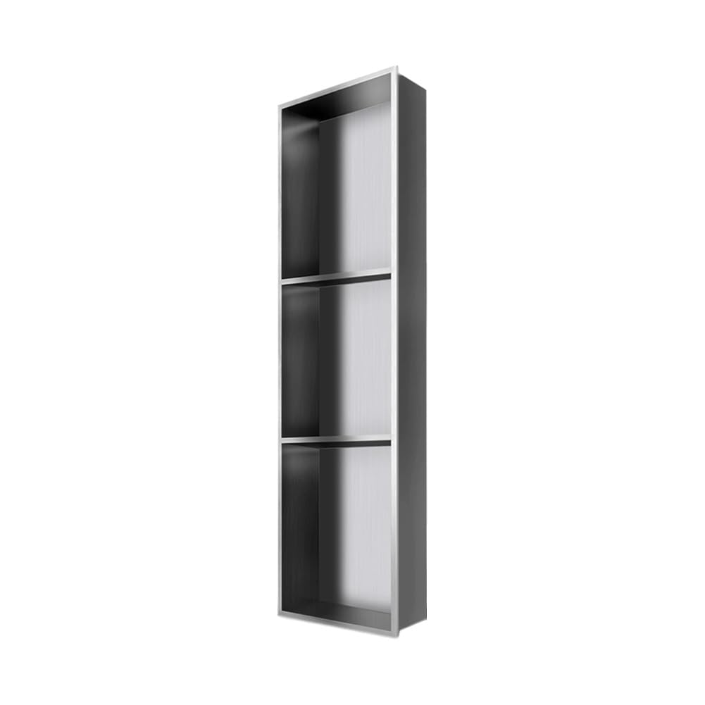 Wall-Mounted Stainless Steel Shower Caddy - Waterproof Recessed Organizer Shelf No Tile Installation Needed Grey 90x28x12 5cm for